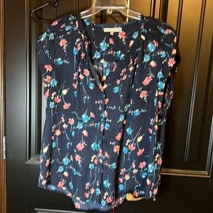 Navy Floral Blouse